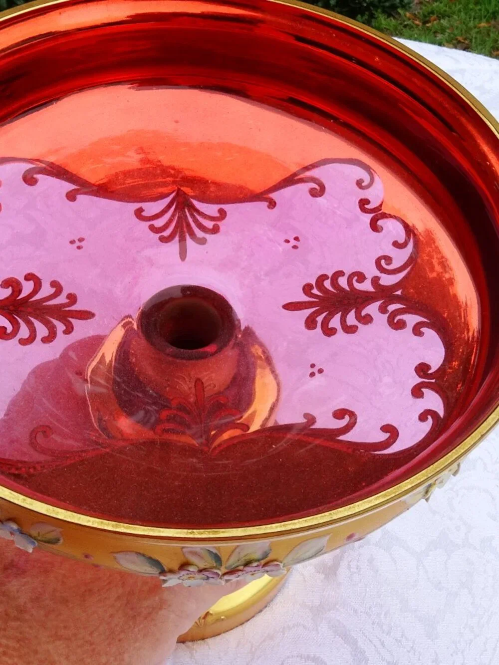 Gold and Pink Decorative Bohemian Glass Display Piece